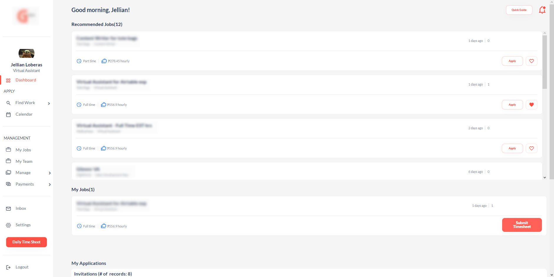 Bubble.io talent page